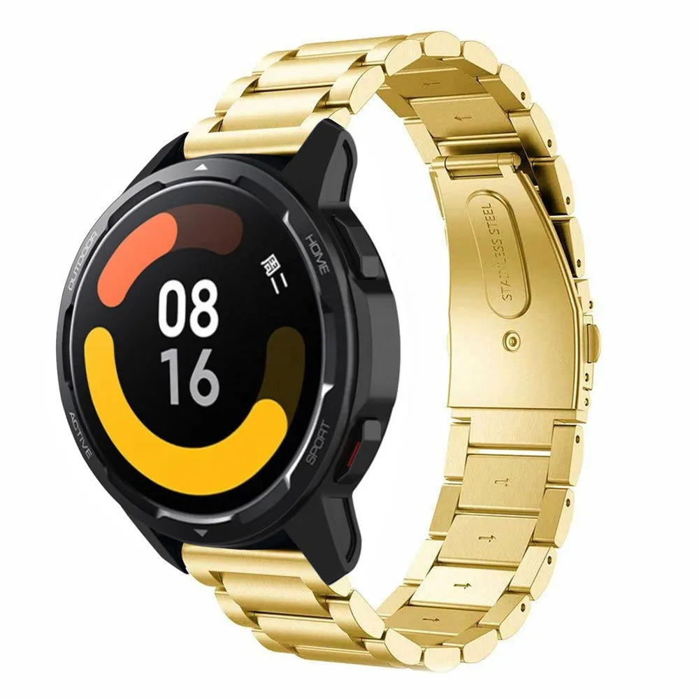 Steel Strap, gold, on a watch, 3/4 front view