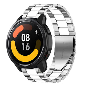 Steel Strap, silver/white, on a watch, 3/4 front view