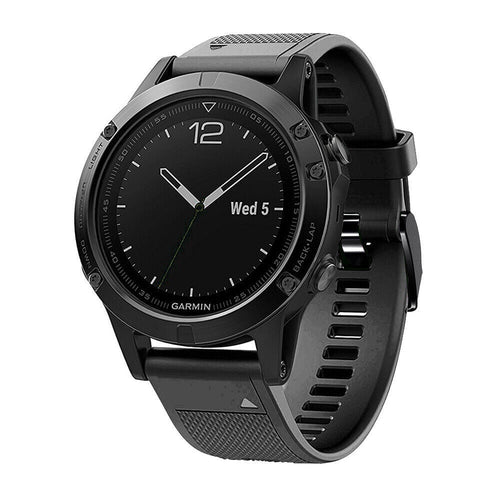 Silicone Strap, black, on a watch, 3/4 front view