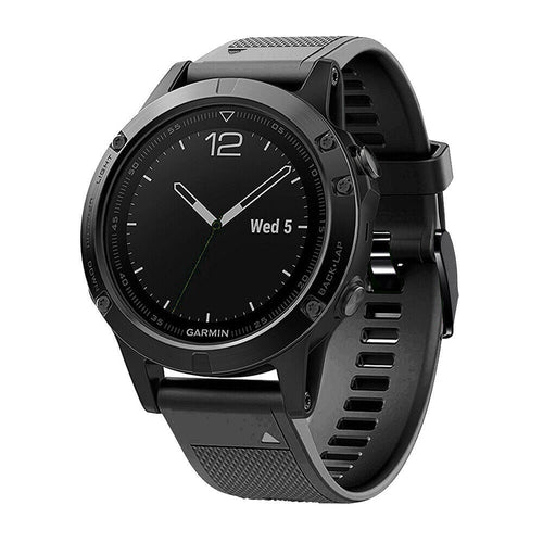 Silicone Strap, black, on a watch, 3/4 front view