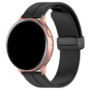 D-Buckle Silicone Strap, black, on a watch, 3/4 front view