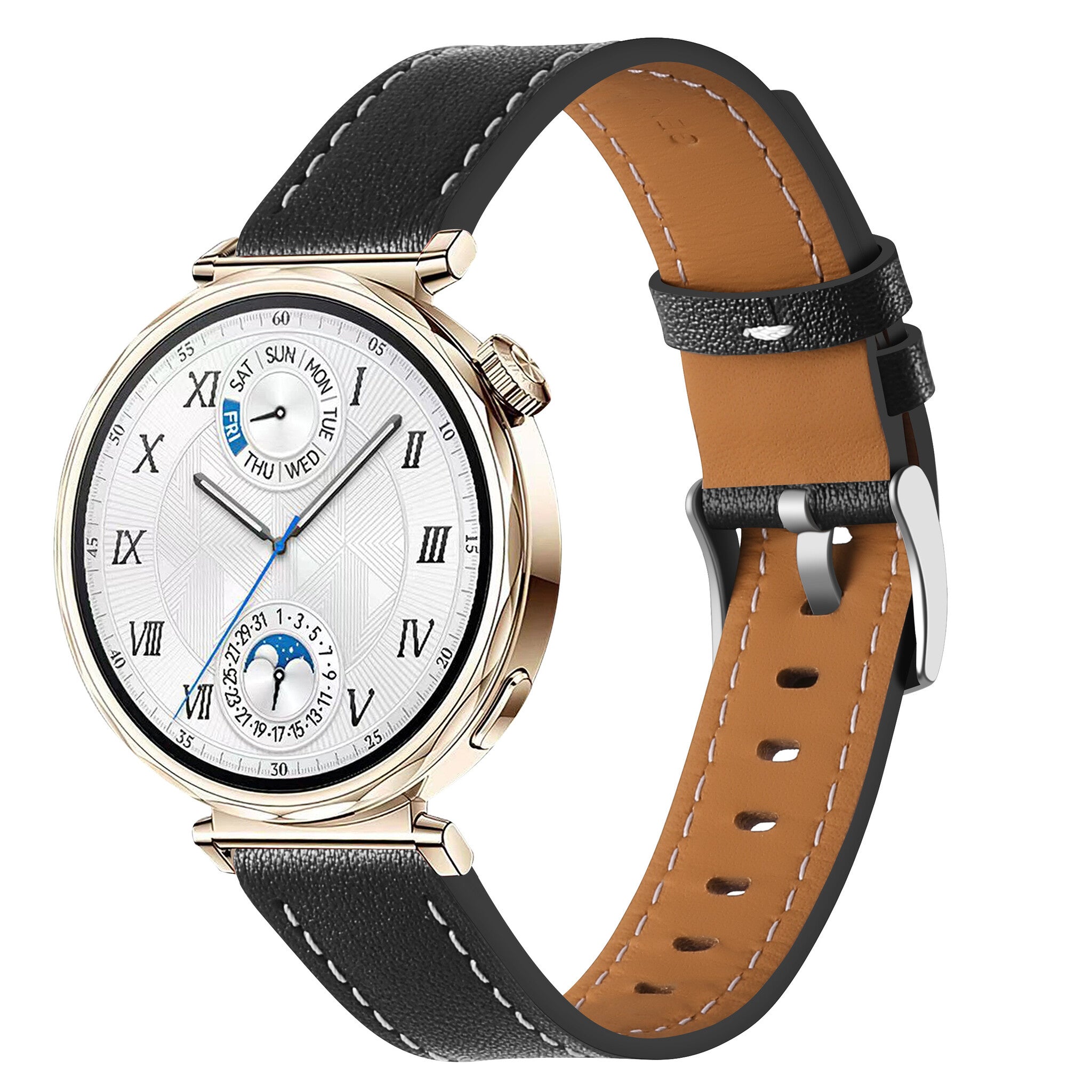 Bracelet cuir 'One Push' Huawei Watch 5 - 42mm (noir)