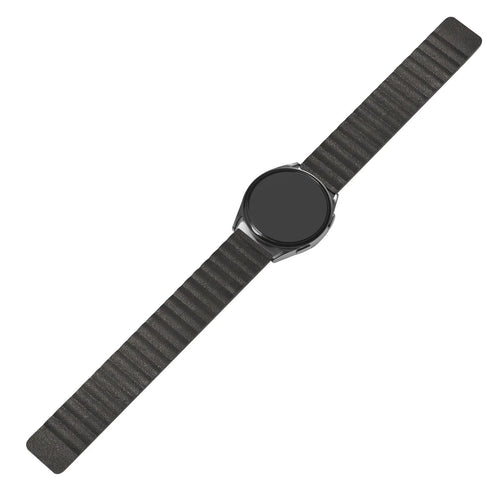 Leather Loop Strap, black, on a watch, 3/4 front view