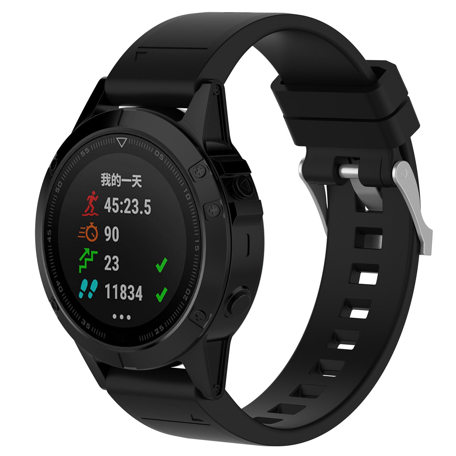 Garmin Fenix 7 Glossy Silicone Strap (Black)