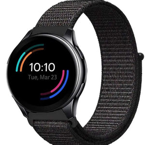 Nylon Strap, black, on a watch, 3/4 front view