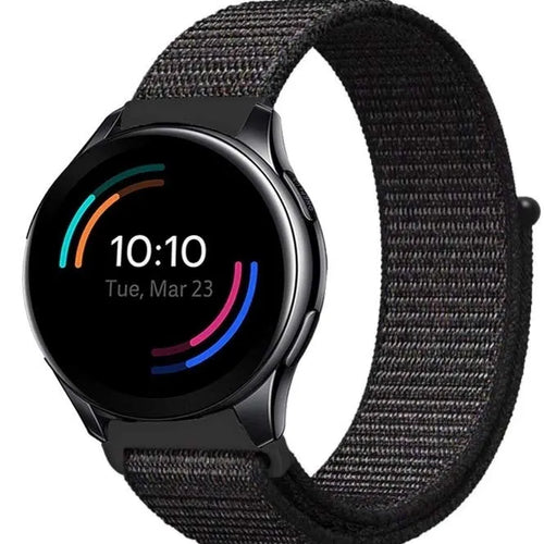 Nylon Strap, black, on a watch, 3/4 front view