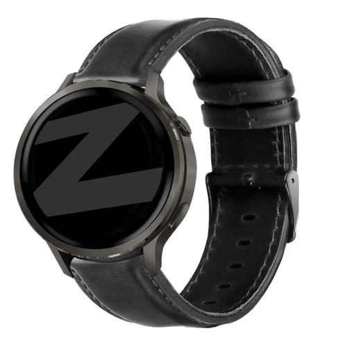 Bandz Garmin Vivoactive 6 Leather Strap 'Classic' (Black)