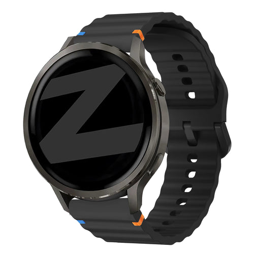 Bandz Bracelet silicone ondulé Garmin Forerunner 255s (noir)