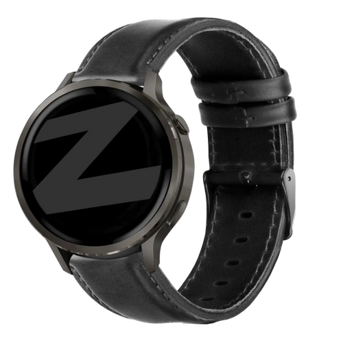 Bandz Bracelet cuir 'Classic' Garmin Venu 2 Plus (noir)