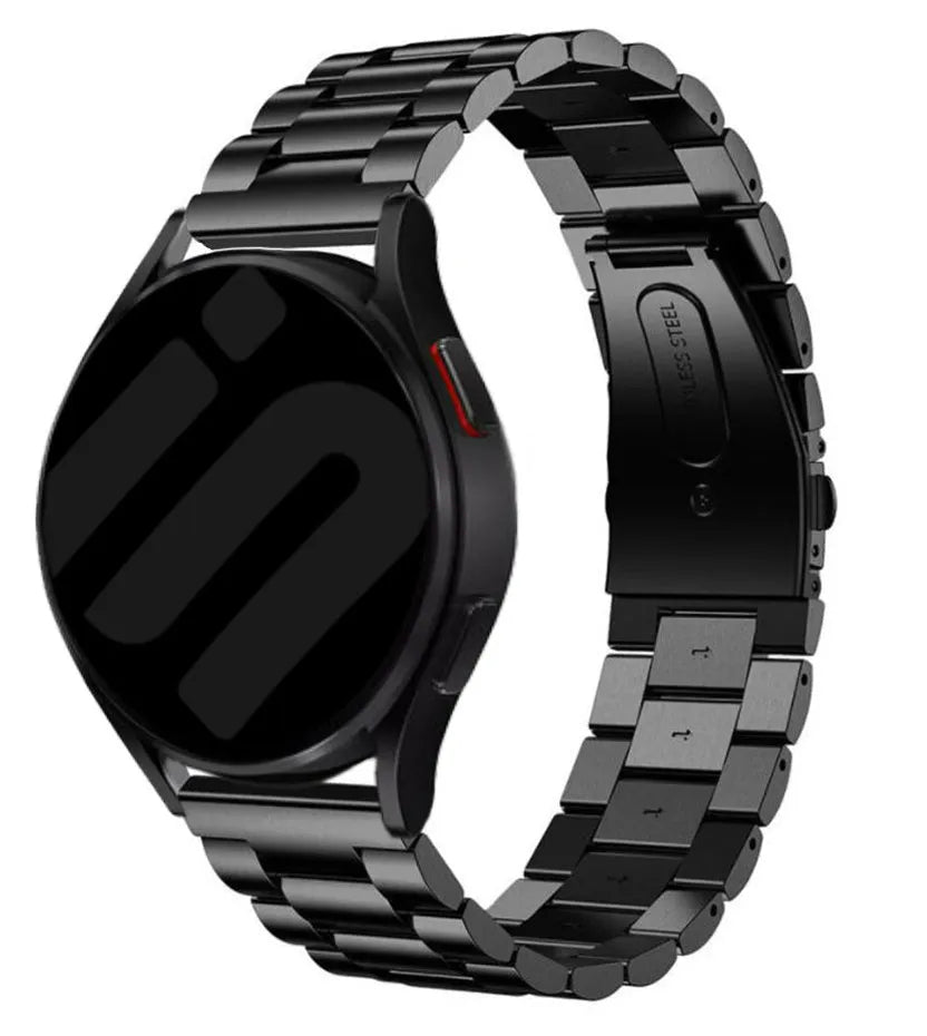 Steel Strap, black, on a watch, 3/4 front view