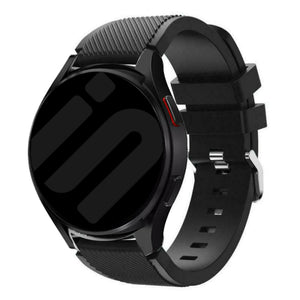 Twill Silicone Strap, black, on a watch, 3/4 front view
