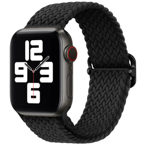 Nylon Adjustable Braided Strap, black, on a watch, 3/4 front view