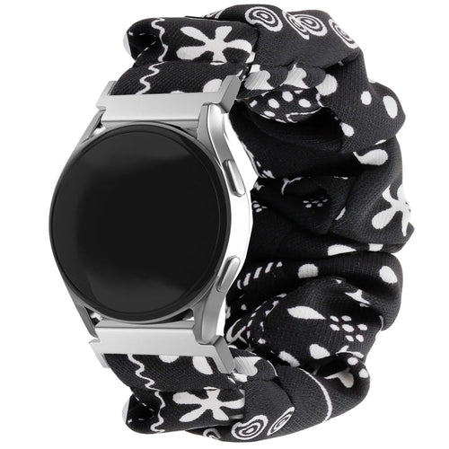 Nylon Scrunchie Strap, black mix, on a watch, 3/4 front view
