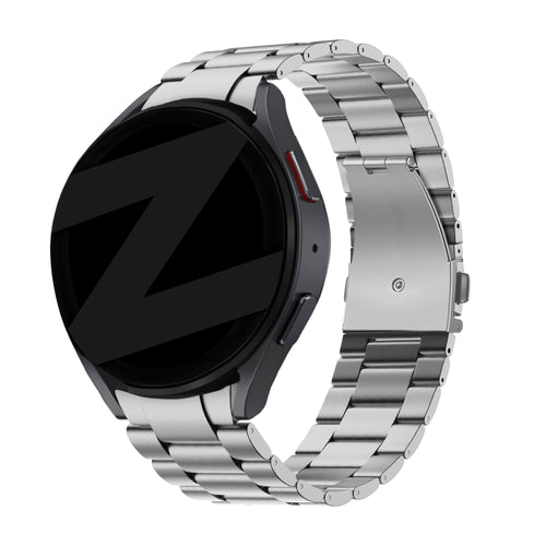 Titanium Strap 'Classic', silver, on a watch, 3/4 rear view