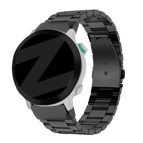 Steel Strap 'Classic', black, on a watch, 3/4 rear view