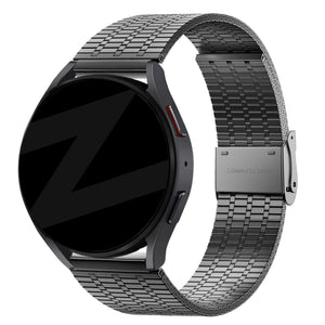 Adjustable Steel Strap, black, on a watch, 3/4 rear view