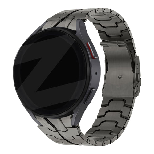 Steel Strap 'Iron', graphite, on a watch, 3/4 rear view