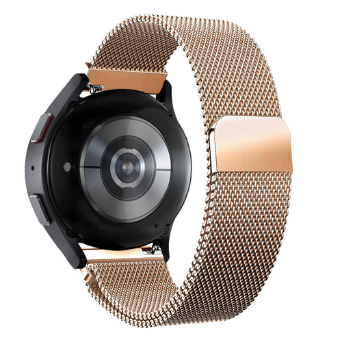 Milanese Loop Strap, rose gold, on a watch, 3/4 rear view