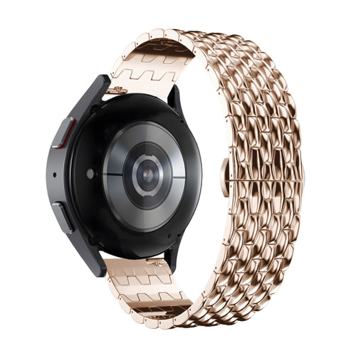 Steel Strap 'Dragon', rose gold, on a watch, 3/4 rear view