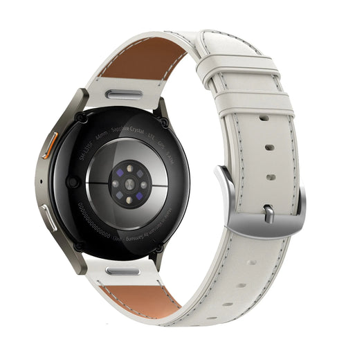 Leather Strap 'Easy Fit', white, on a watch, 3/4 rear view
