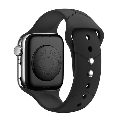 Silicone Hexagons Sport Strap, black, on a watch, 3/4 rear view