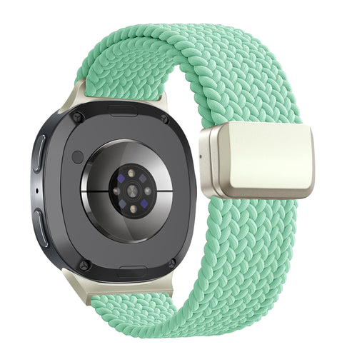 Nylon Braided Strap 'Easy Fit', mint, on a watch, 3/4 rear view