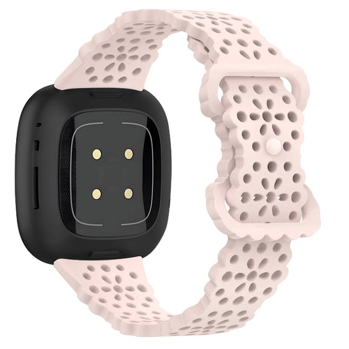 Patterned Silicone Strap, light pink, on a watch, 3/4 rear view