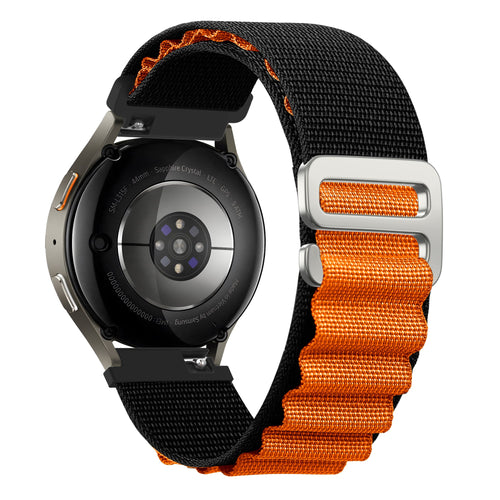Bandz Samsung Galaxy Watch 7 - 44mm Alpine Nylon Strap (Black/Orange)