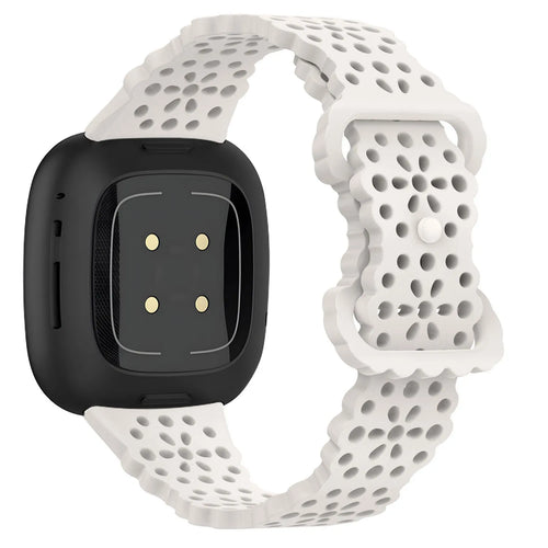 Patterned Silicone Strap, off-white, on a watch, 3/4 rear view