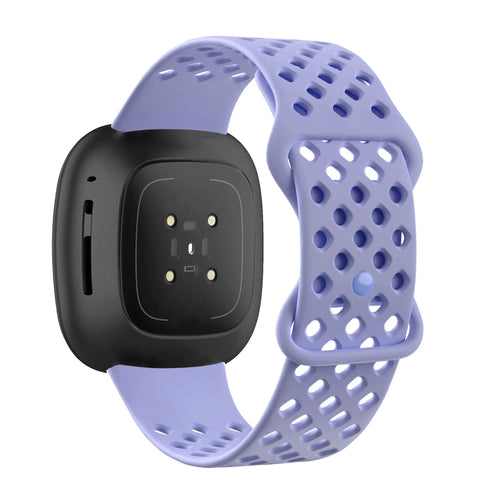 Silicone Sport Strap 'Air', lilac, on a watch, 3/4 rear view