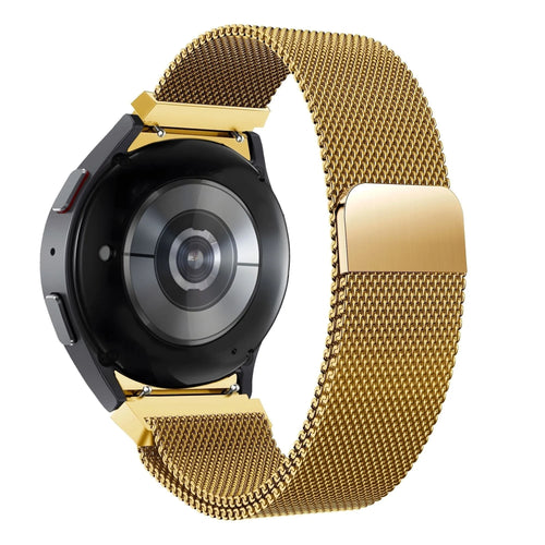 Milanese Loop Strap, gold, on a watch, 3/4 rear view