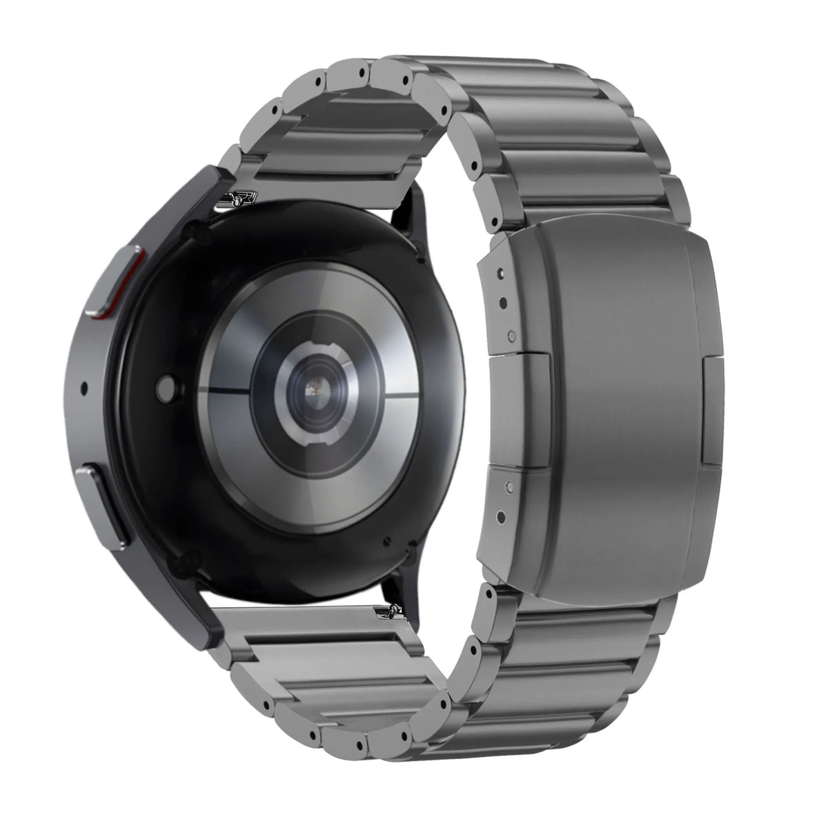 Titanium Strap 'Classic', graphite, on a watch, 3/4 rear view