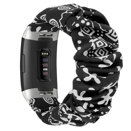 Nylon Scrunchie Strap, black mix, on a watch, 3/4 rear view