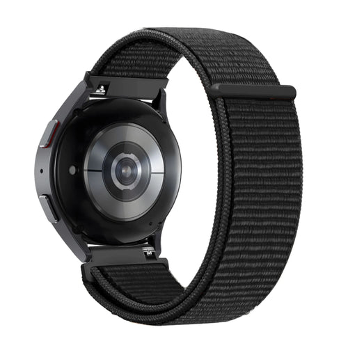 Nylon Loop Strap, black, on a watch, 3/4 rear view
