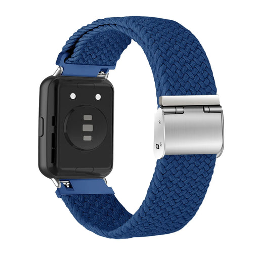 Nylon Adjustable Braided Strap, blue, on a watch, 3/4 rear view