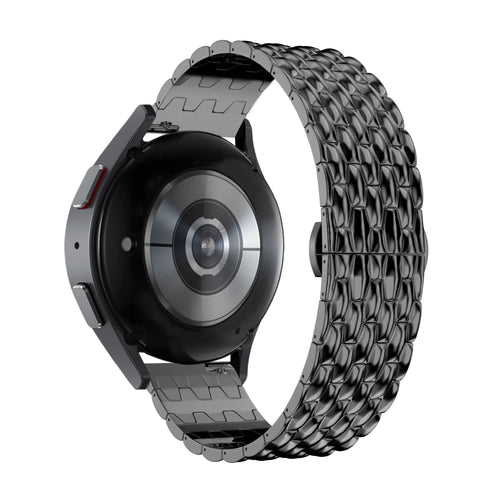 Steel Strap 'Dragon', black, on a watch, 3/4 rear view