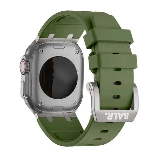 Liquid Silicone Strap, on a watch, 3/4 rear view