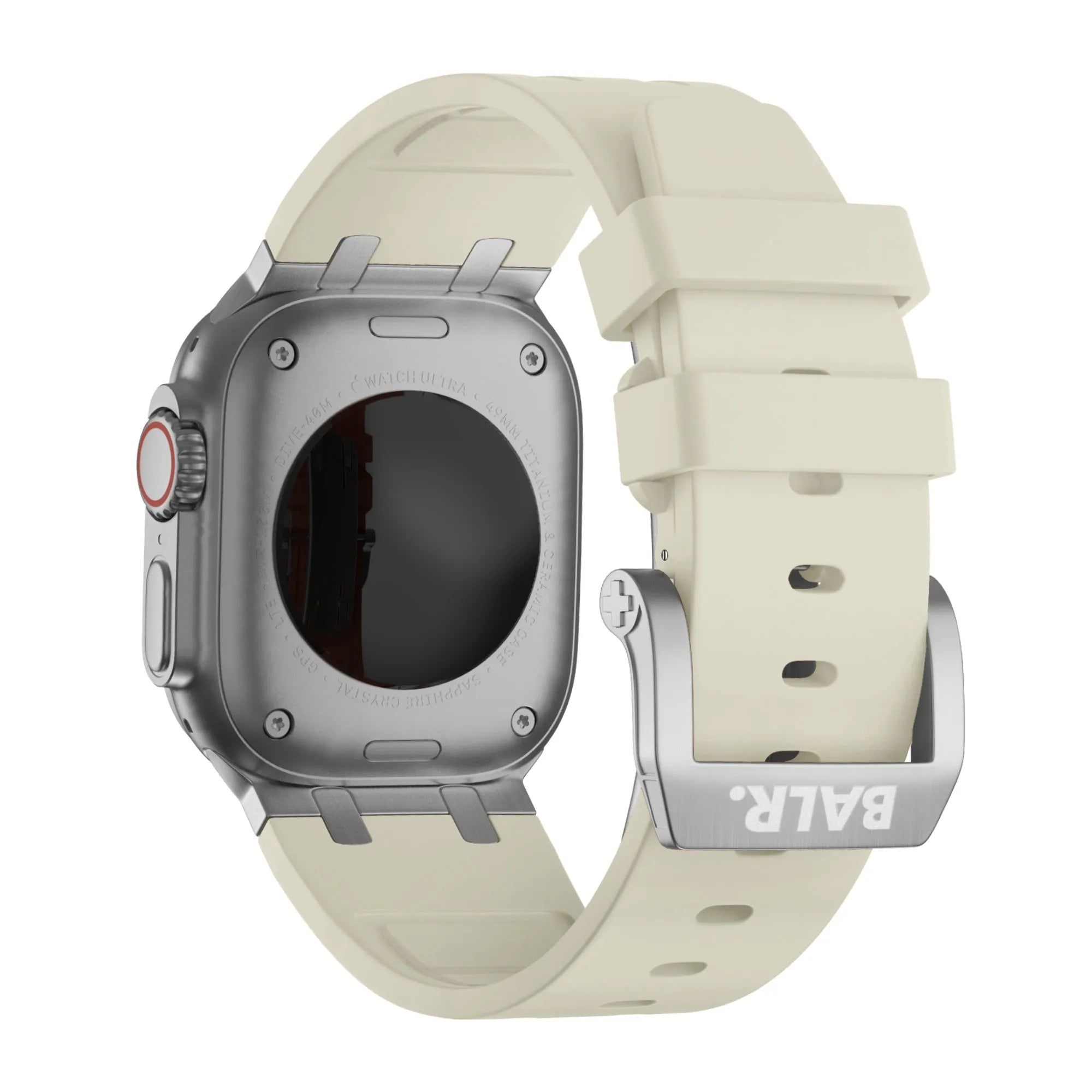 BALR. Bracelet en silicone ultra liquide pour Apple Watch (beige/argent)