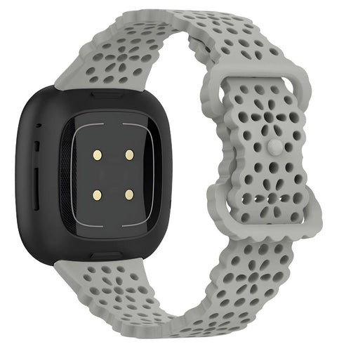 Patterned Silicone Strap, grey, on a watch, 3/4 rear view