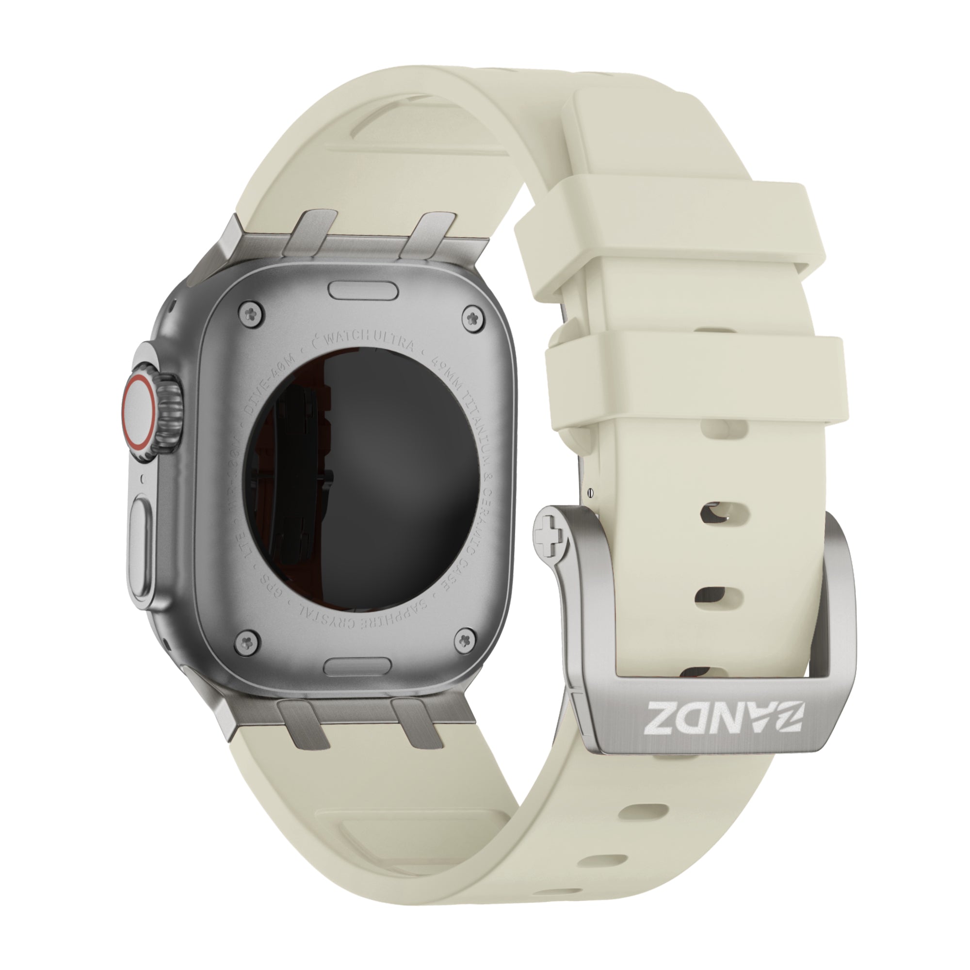 Bandz Apple Watch Ultra Silicone Strap 'Luxe Liquid' (Beige with Titanium)