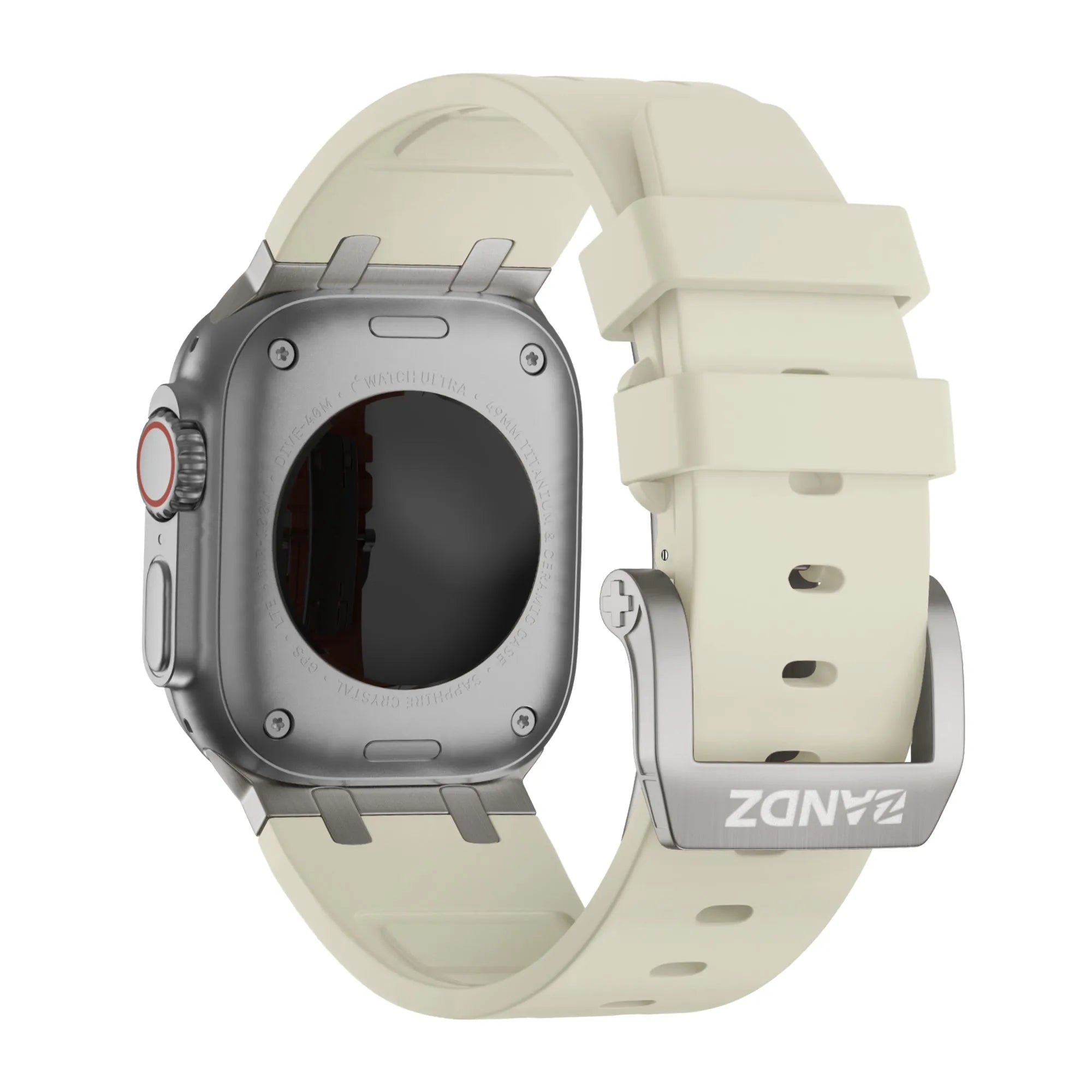 Bandz Apple Watch Silicone Strap 'Luxe Liquid' (Beige With Titanium)
