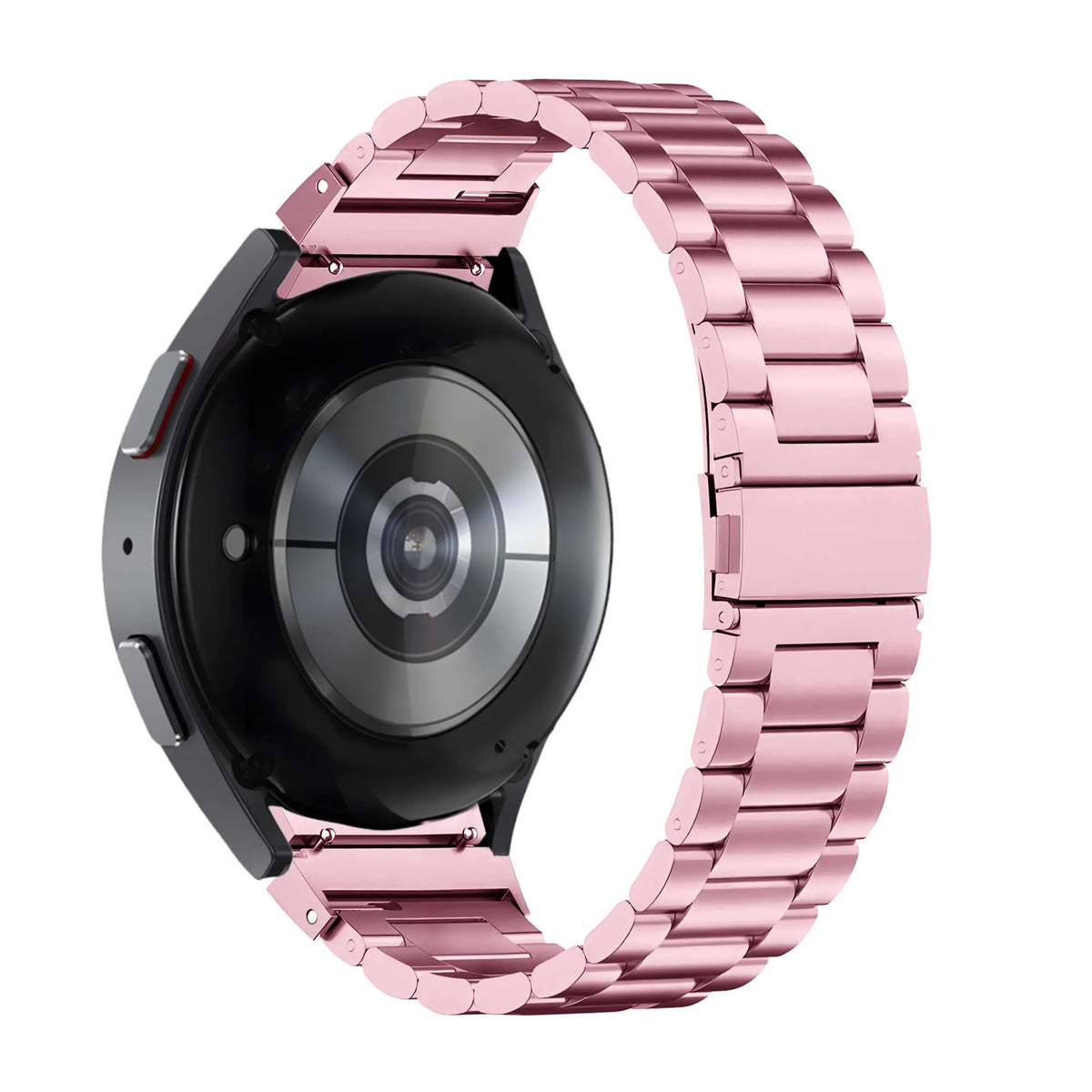 Steel Strap 'Classic', pink, on a watch, 3/4 rear view