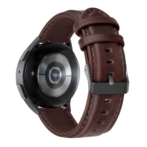 Leather Strap 'Classic', dark brown, on a watch, 3/4 rear view