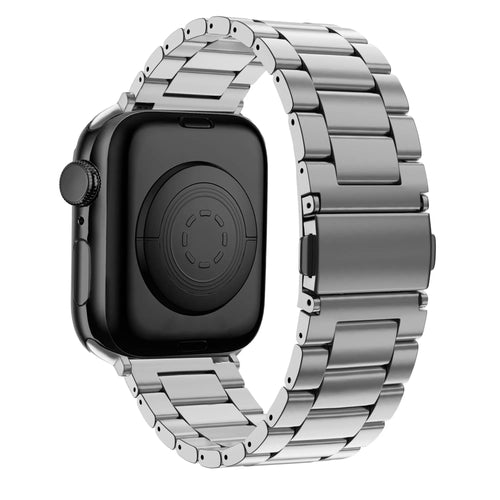 Steel Strap 'Classic', silver, on a watch, 3/4 rear view
