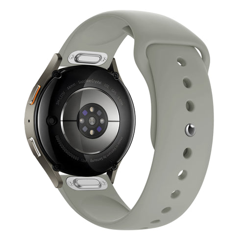Silicone Sport Strap 'Easy Fit', light grey, on a watch, 3/4 rear view