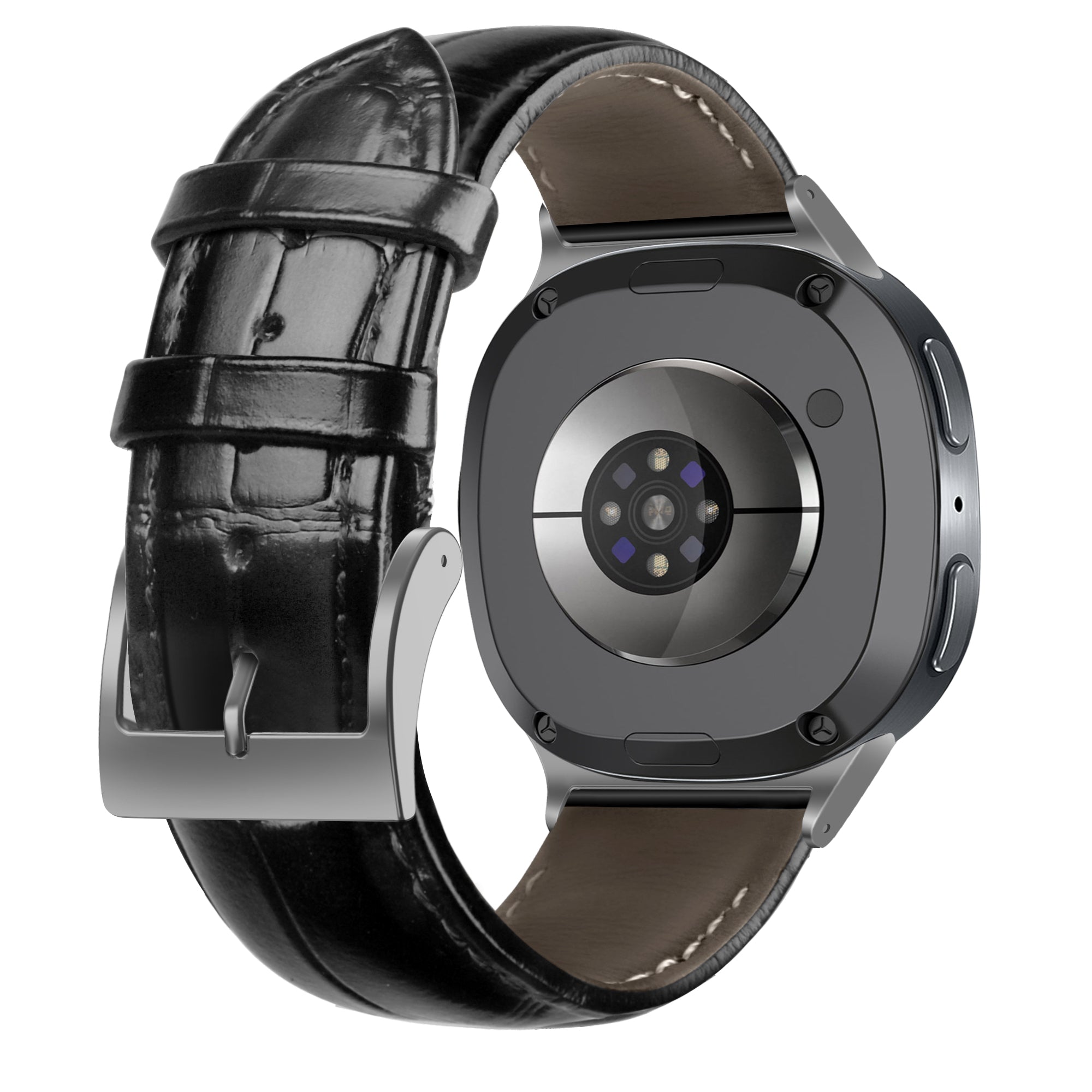 Bracelet cuir à effet crocodile Samsung Galaxy Watch 9 - 44mm (noir)