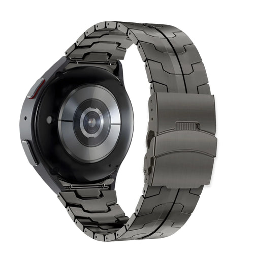 Steel Strap 'Iron', graphite, on a watch, 3/4 rear view