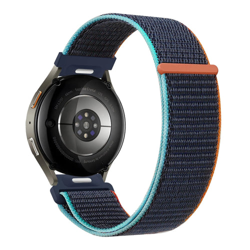 Nylon Strap 'Easy Fit', blue mix, on a watch, 3/4 rear view