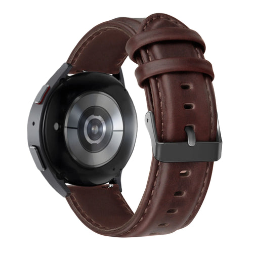 Leather Strap 'Classic', dark brown, on a watch, 3/4 rear view