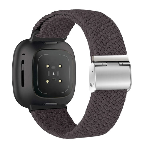 Nylon Adjustable Braided Strap, dark grey, on a watch, 3/4 rear view